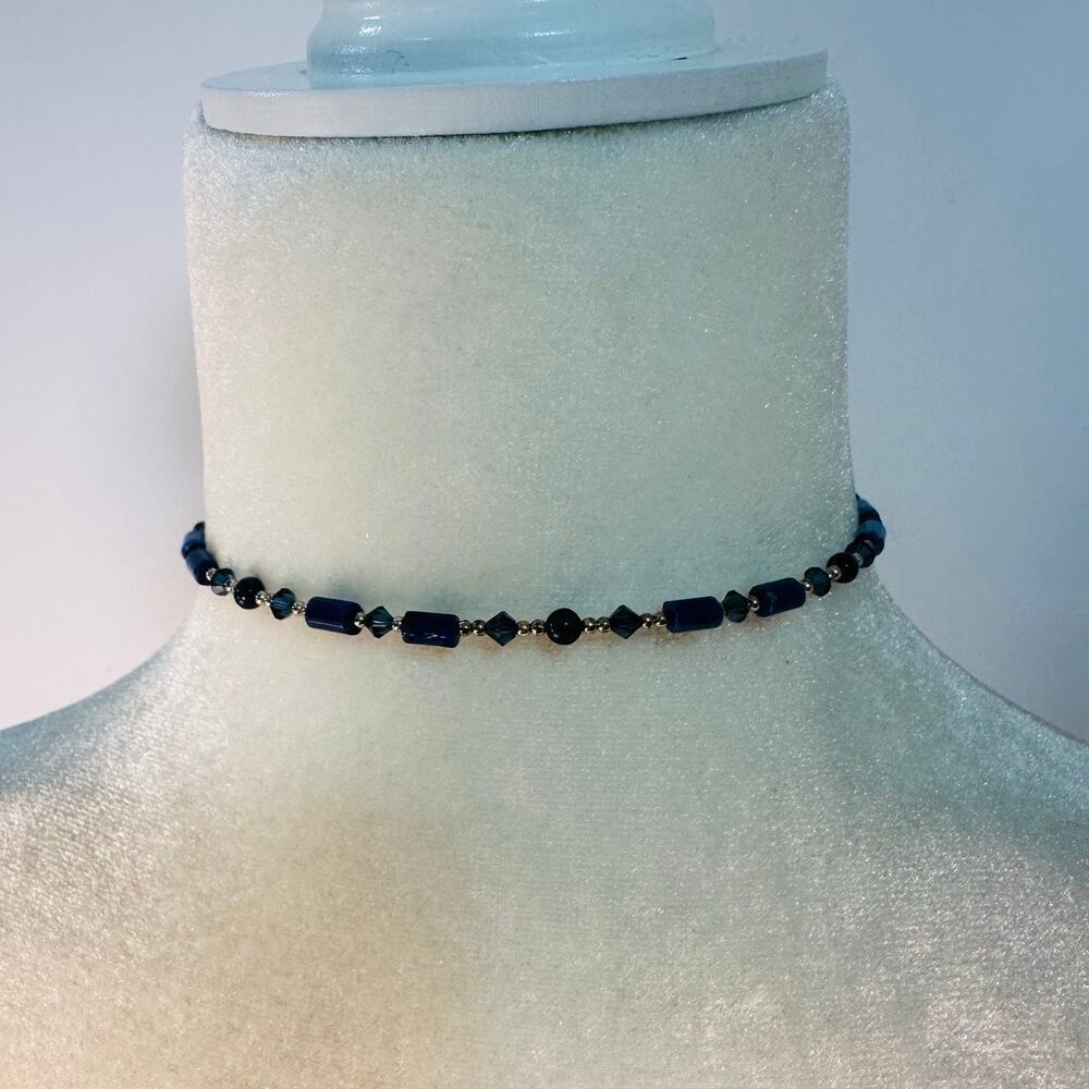 Silpada Sterling Silver, Sodalite and Blue Crystal Wire Choker Necklace - Picture 2 of 6